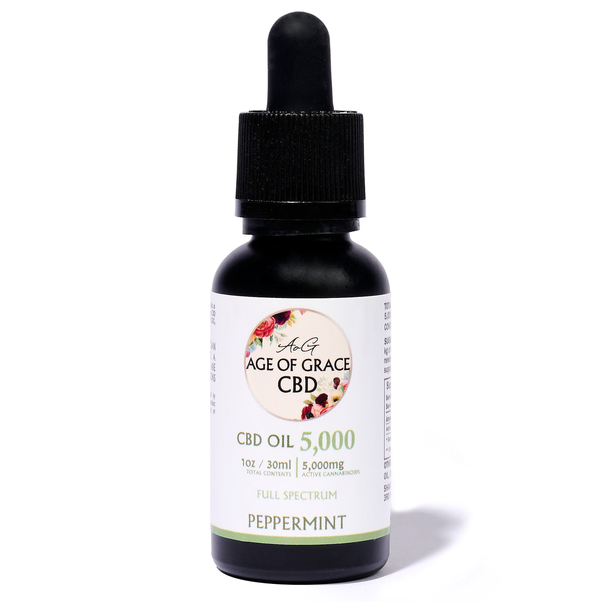 5,000mg CBD Oil (8.3% Concentration), Peppermint, 30mL
