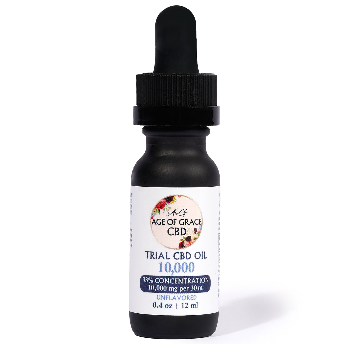10,000mg CBD Trial Oil (33% Concentration), Unflavored, 12mL